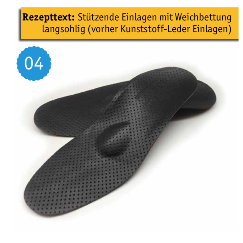 Fußeinlagen: Stützende Einlagen mit Weichbettung langsohlig Fußeinlagen: Stützende Einlagen mit Weichbettung langsohlig