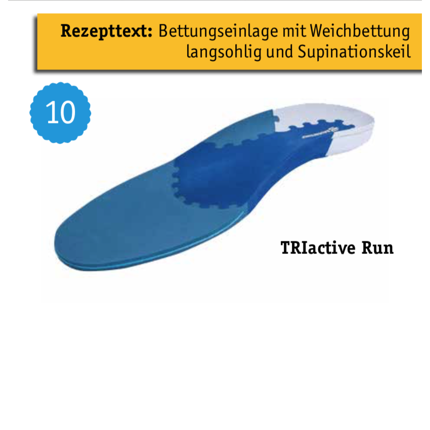 Fußeinlage: Bettungseinlage mit Weichbettung langsohlig und Supinationskeil Fußeinlage: Bettungseinlage mit Weichbettung langsohlig und Supinationskeil