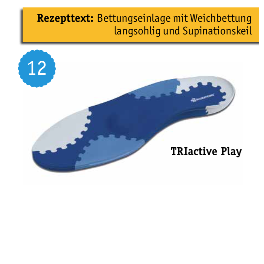 Fußeinlage: Bettungseinlage mit Weichbettung langsohlig und Supinationskeil Fußeinlage: Bettungseinlage mit Weichbettung langsohlig und Supinationskeil